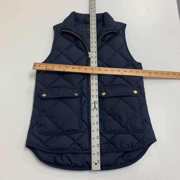 J Crew Excursion Quilted Down Vest Womens XXS 2XS Pockets Full Zip Curved Hem - Picture 8 of 16